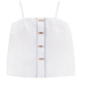 White hanfu faux button down camisole